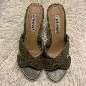 Steve Madden P Macka olive colored wedge sandals